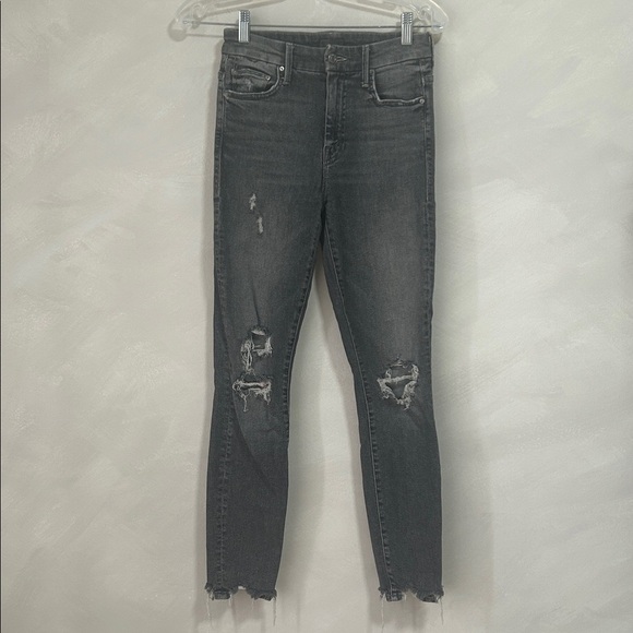 Mother High Waist Looker Ankle Chew Jean in Scene Of The Crime Washed Grey sz 25 - Picture 2 of 12